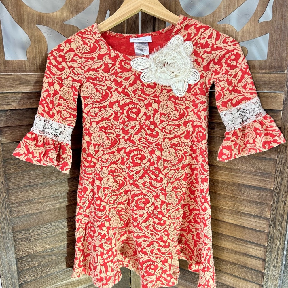 Bonnie Jean 6X Lightweight Half Sleeve Girls Dress with Lace Accents